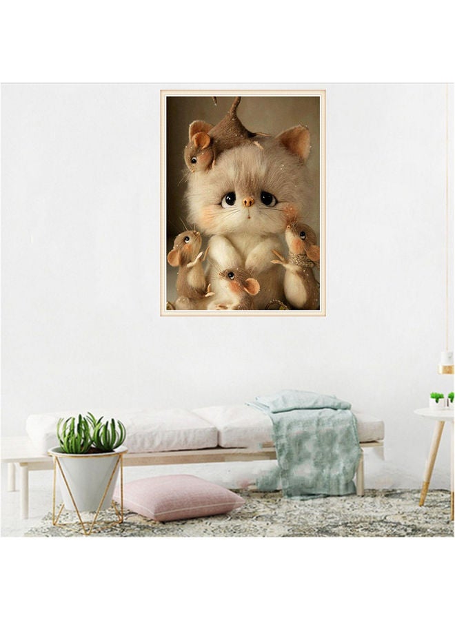 Cat And Mouse Themed 5D Diamond Painting Kit Multicolour - Image 2